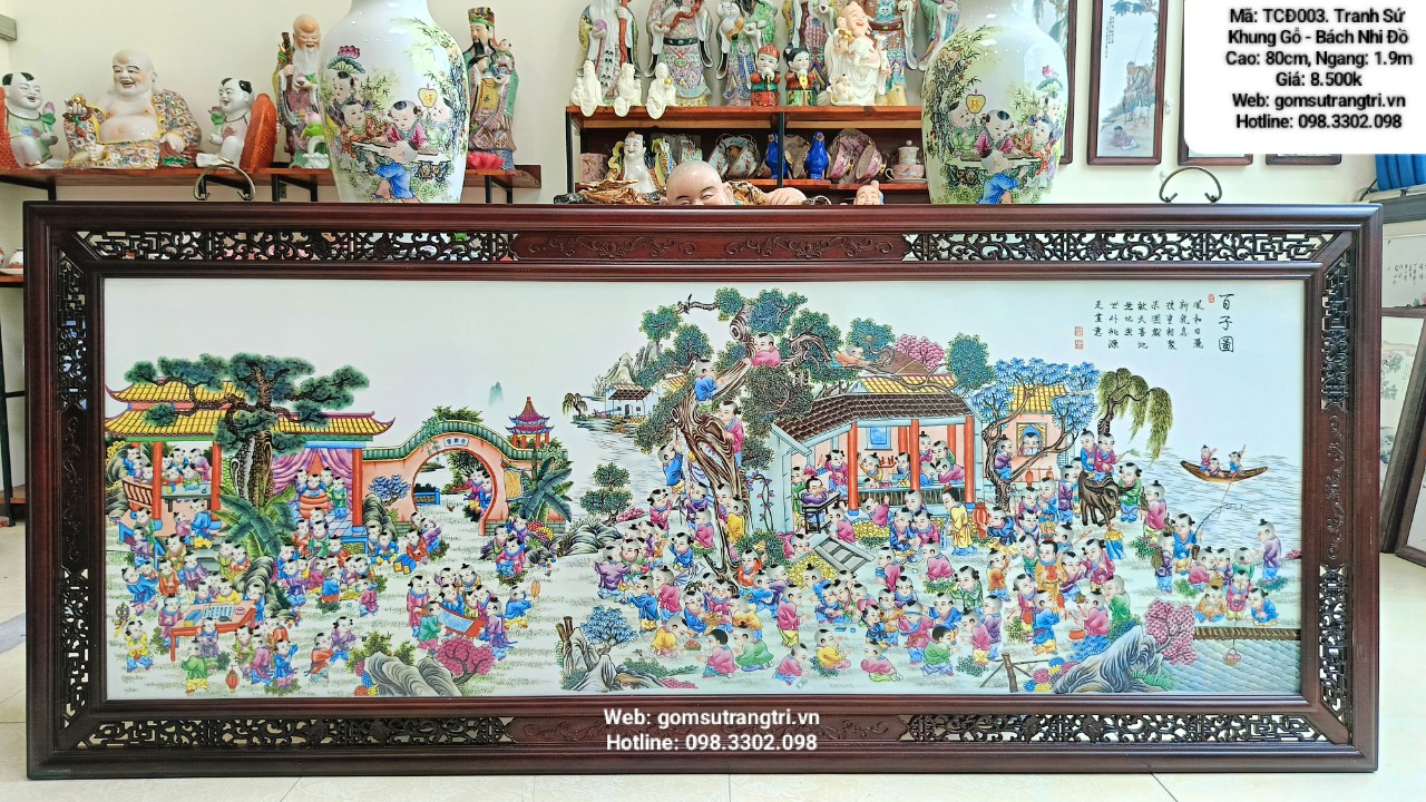 TRANH SỨ KHUNG GỖ BÁCH NHI ĐỒ…HÀNG THỦ CÔNG ĐẸP  XUẤT SẮC